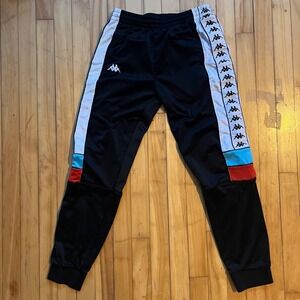 Kappa 222 Banda Memzz Track Pants Black White Red Blue Athletic Joggers Men L
